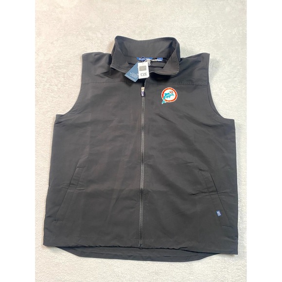 Cutter & Buck Charter Eco Packable Vest Mens Large Black Miami Dolphins Football - Picture 2 of 10